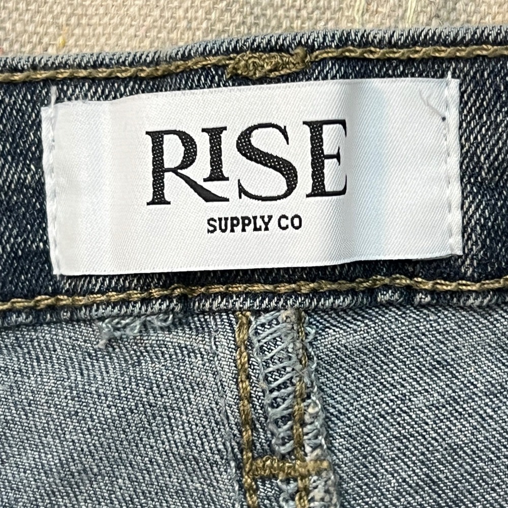 Rise Supply Co Flare Jeans Womens Size 3 Green Vintage Wash Cotton Blend Stretch - Picture 2 of 15